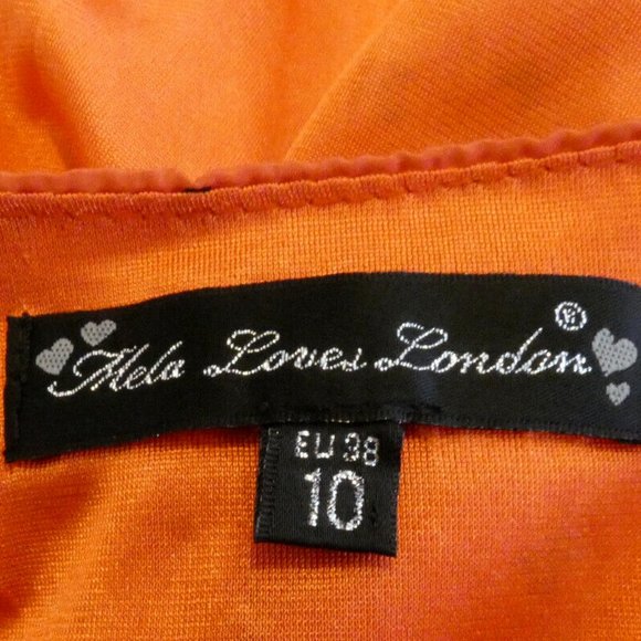 Orange Dress Chiffon Layers London British Designer Schoolgirl Chic UK 10 = US 6 - Picture 7 of 10